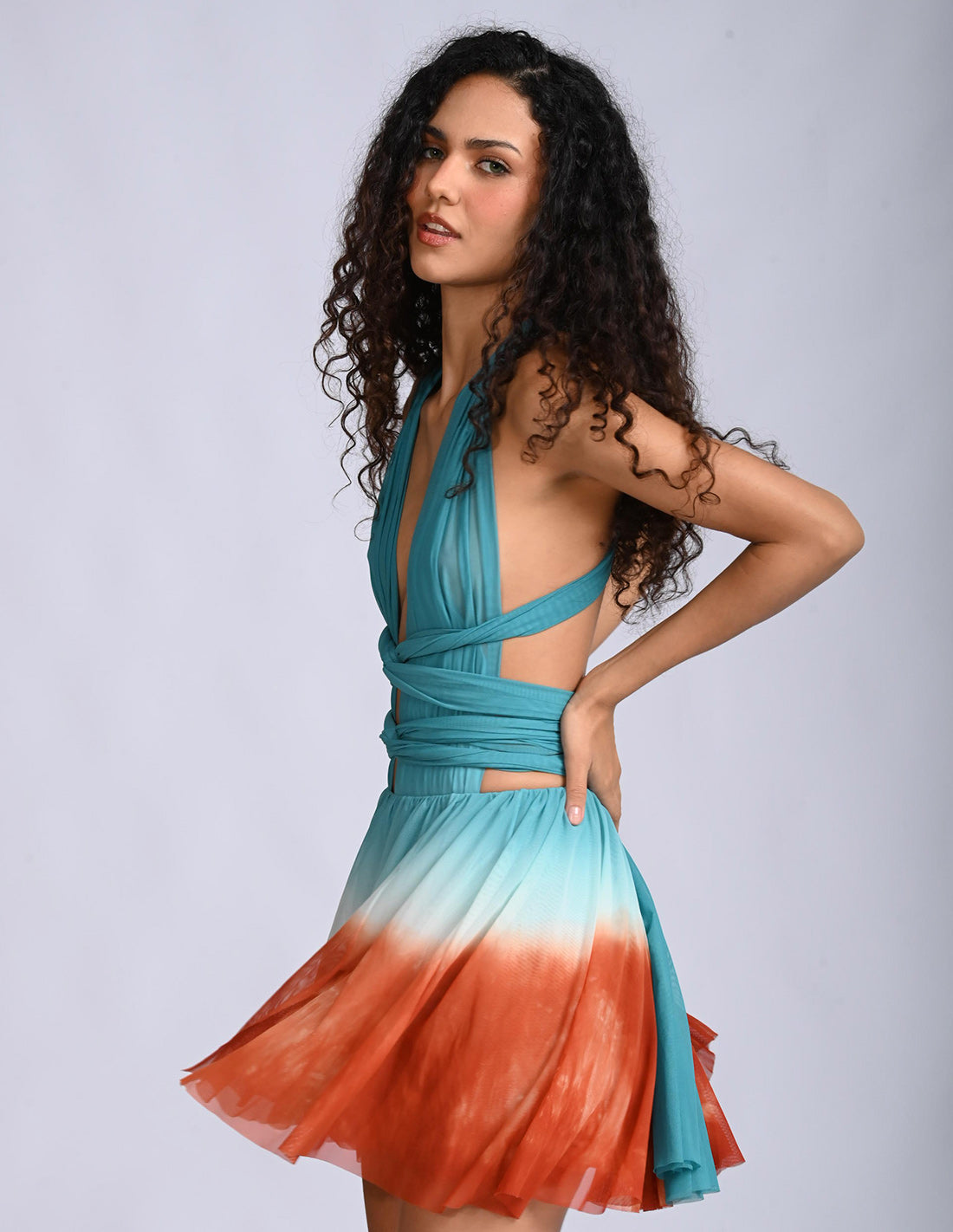 Hydra Mini Dress Sun Gem + Ochre. Hand-Dyed Dress In Sun Gem + Ochre