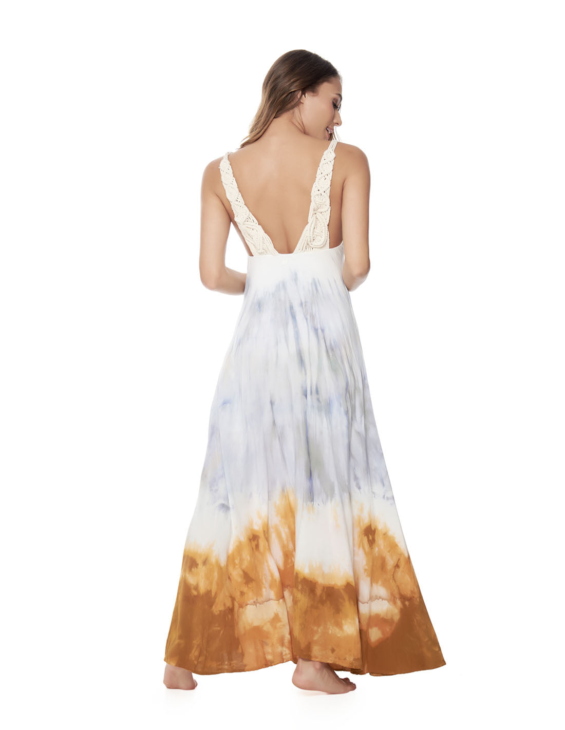 Heaven Dress Faded Ochre. Hand-Dyed Dress In Faded Ochre. Entreaguas
