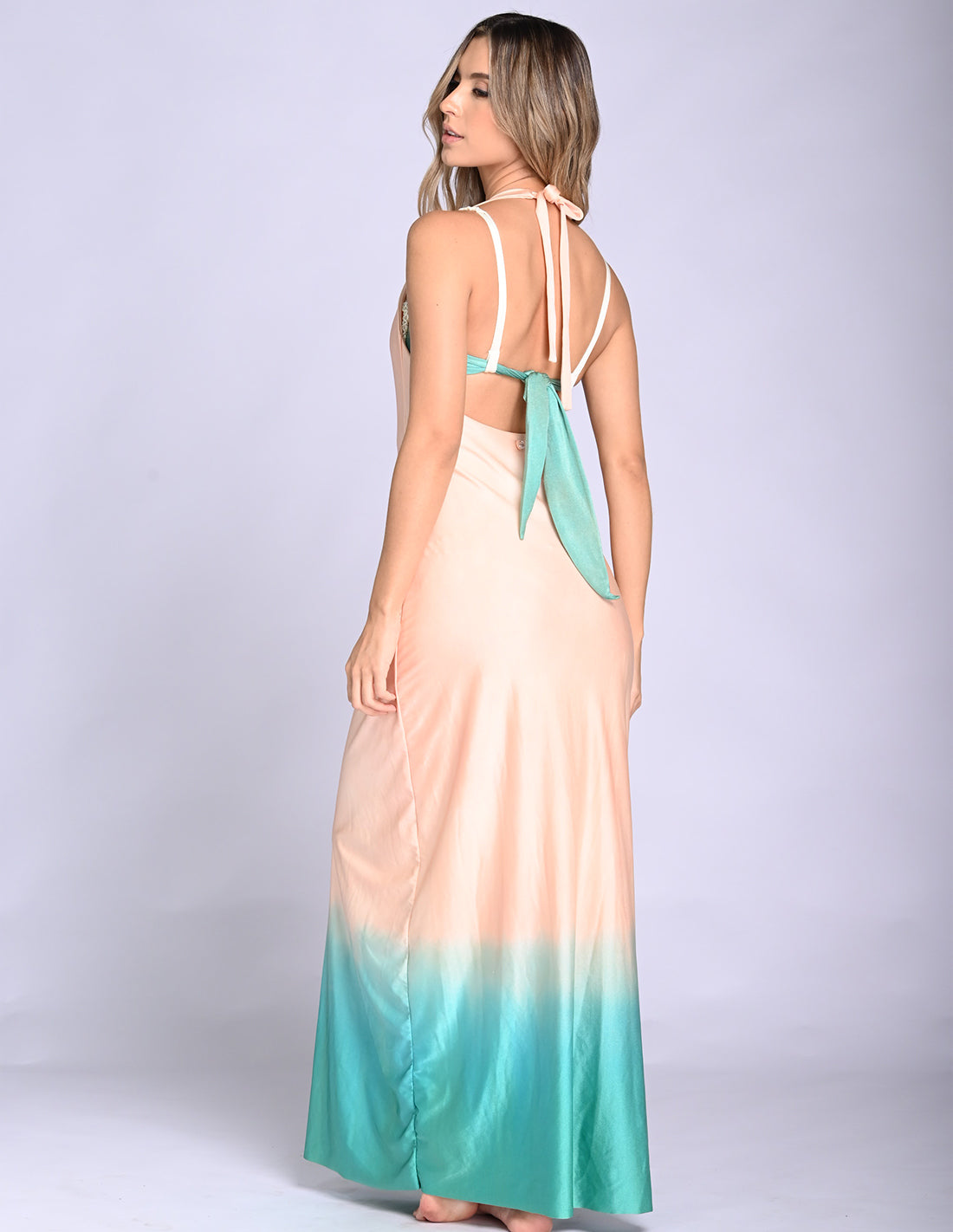 Satori Dress Soft Pink + Turquoise. Hand-Dyed Dress In Soft Pink + Turquoise. Entreaguas