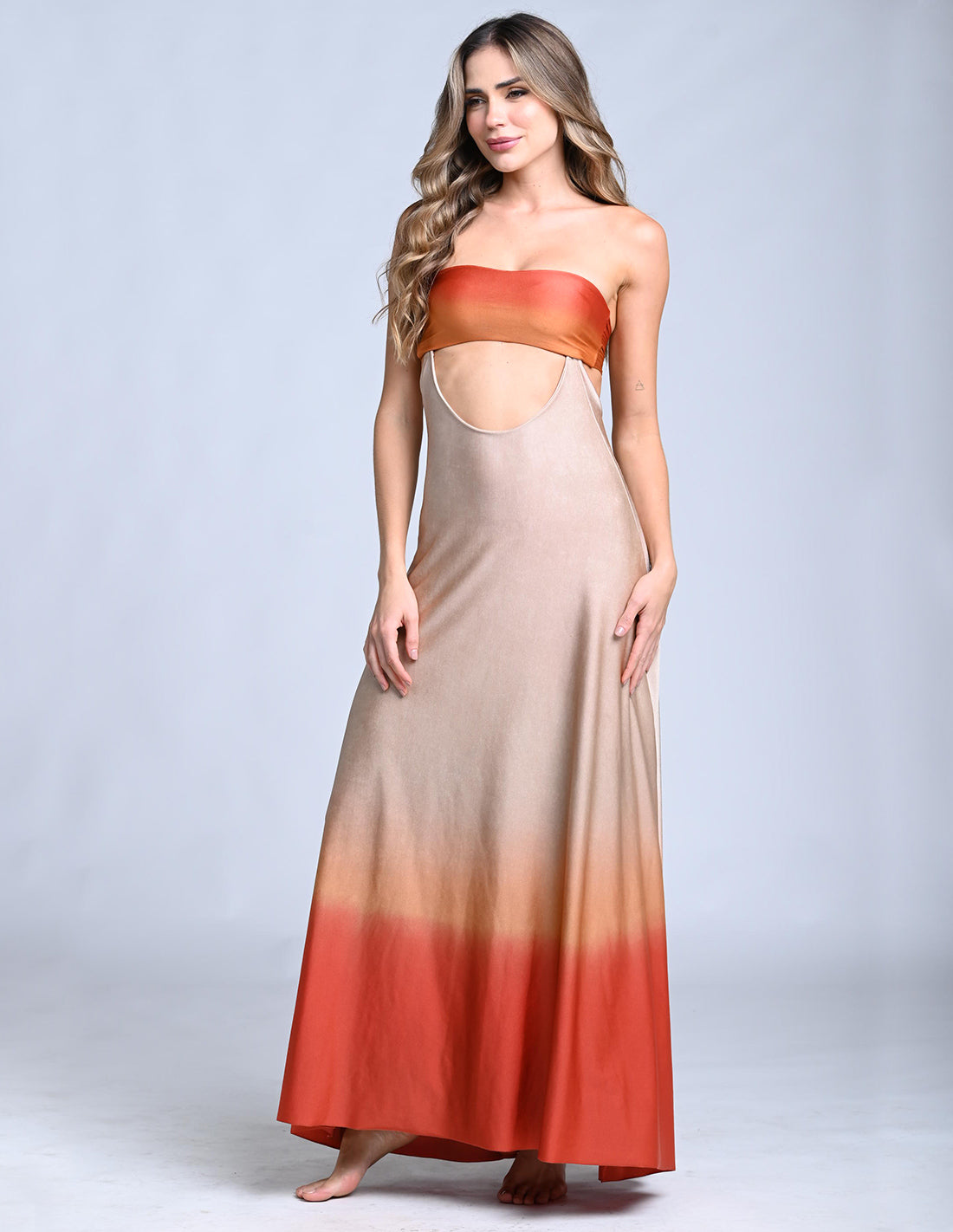 Cartagena Skirt Sand + Orange + Red. Hand-Dyed Skirt In Sand + Orange + Red
