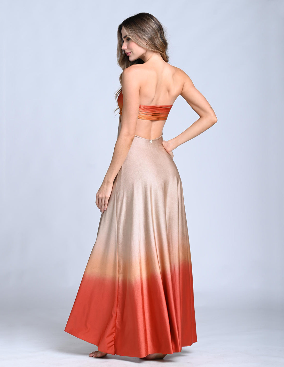 Cartagena Skirt Sand + Orange + Red. Hand-Dyed Skirt In Sand + Orange + Red