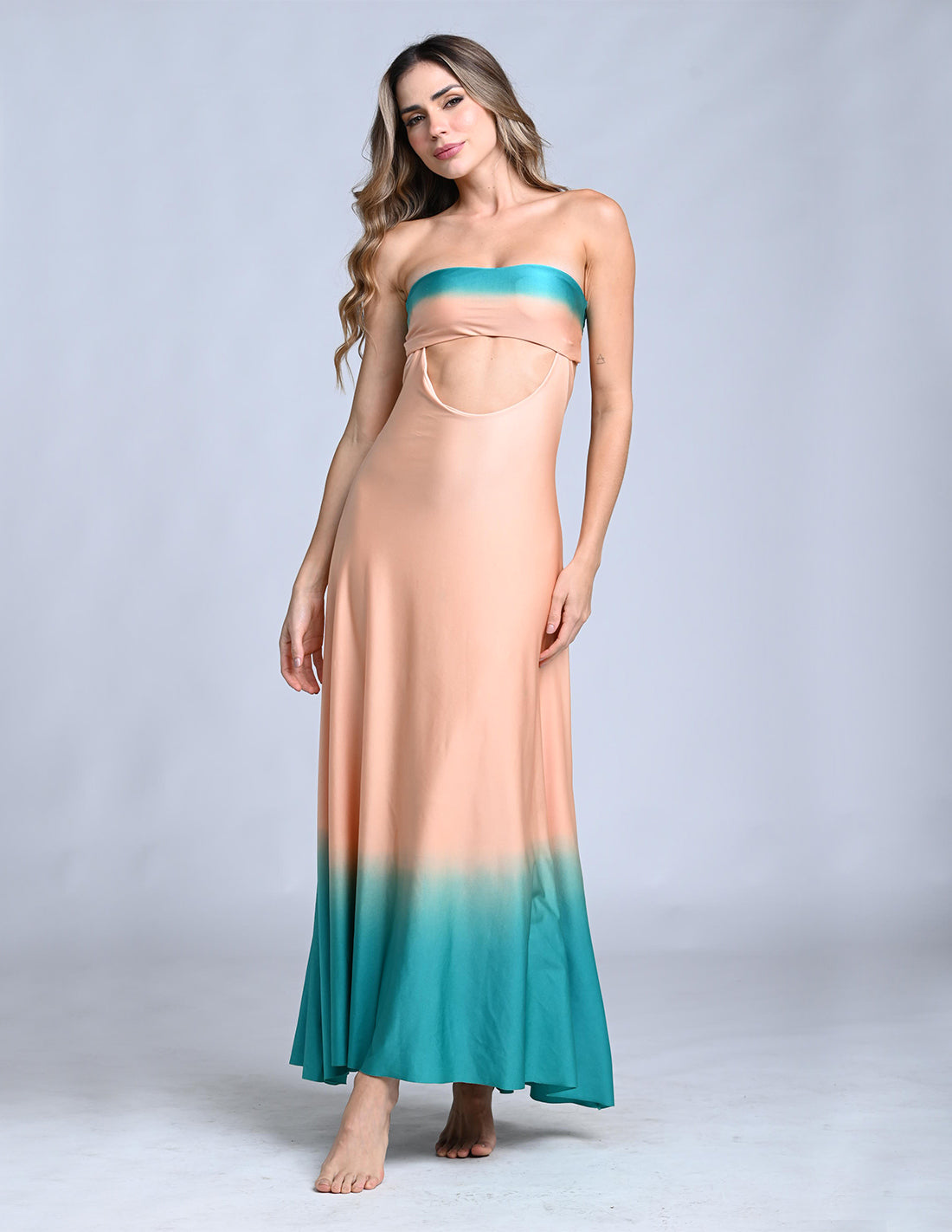 Cartagena Skirt Soft Pink + Turquoise. Hand-Dyed Skirt In Soft Pink + Turquoise