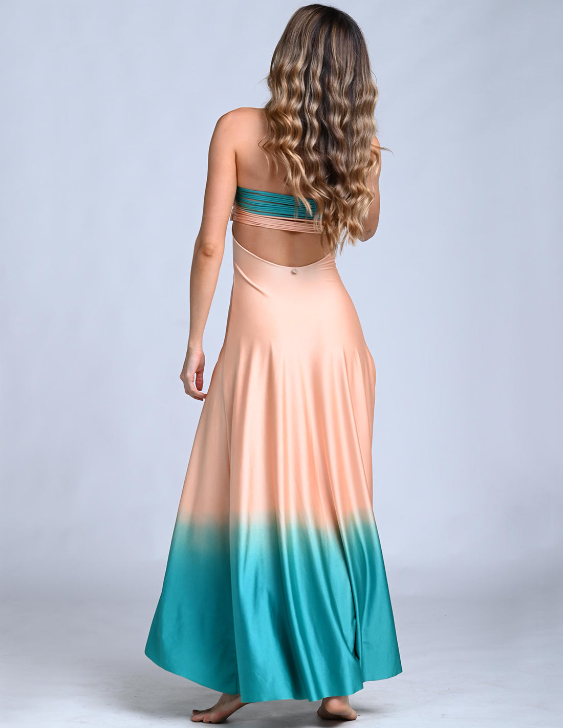 Cartagena Skirt Soft Pink + Turquoise. Hand-Dyed Skirt In Soft Pink + Turquoise