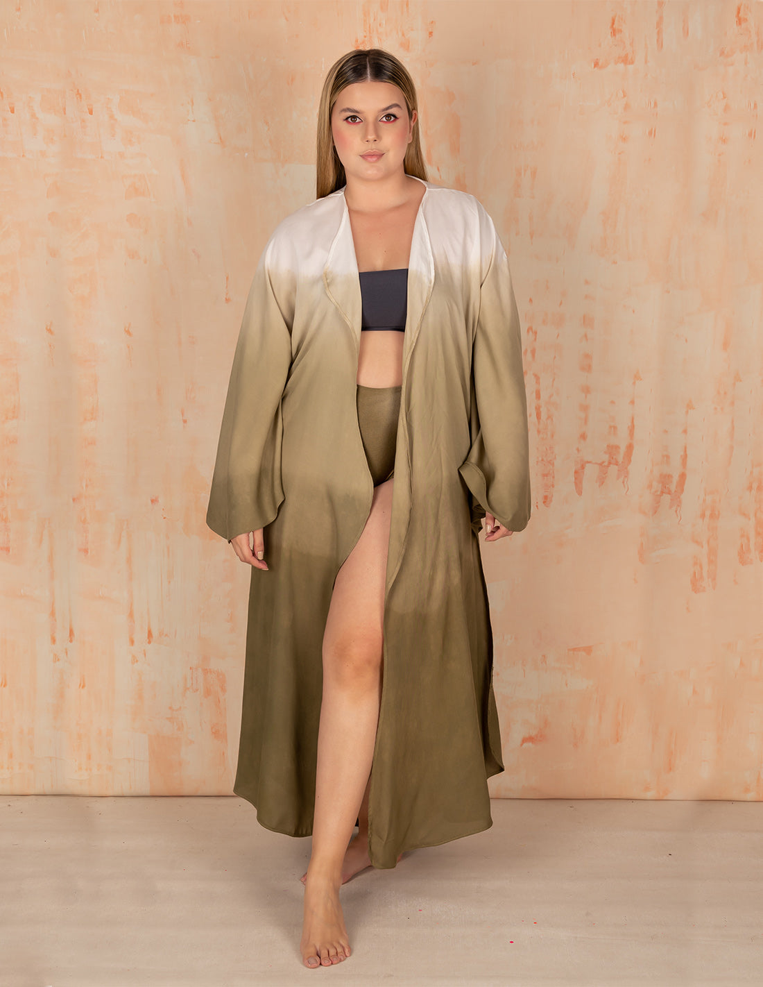 Spirit Kaftan Faded Green. Hand-Dyed Kaftan In Faded Green. Entreaguas