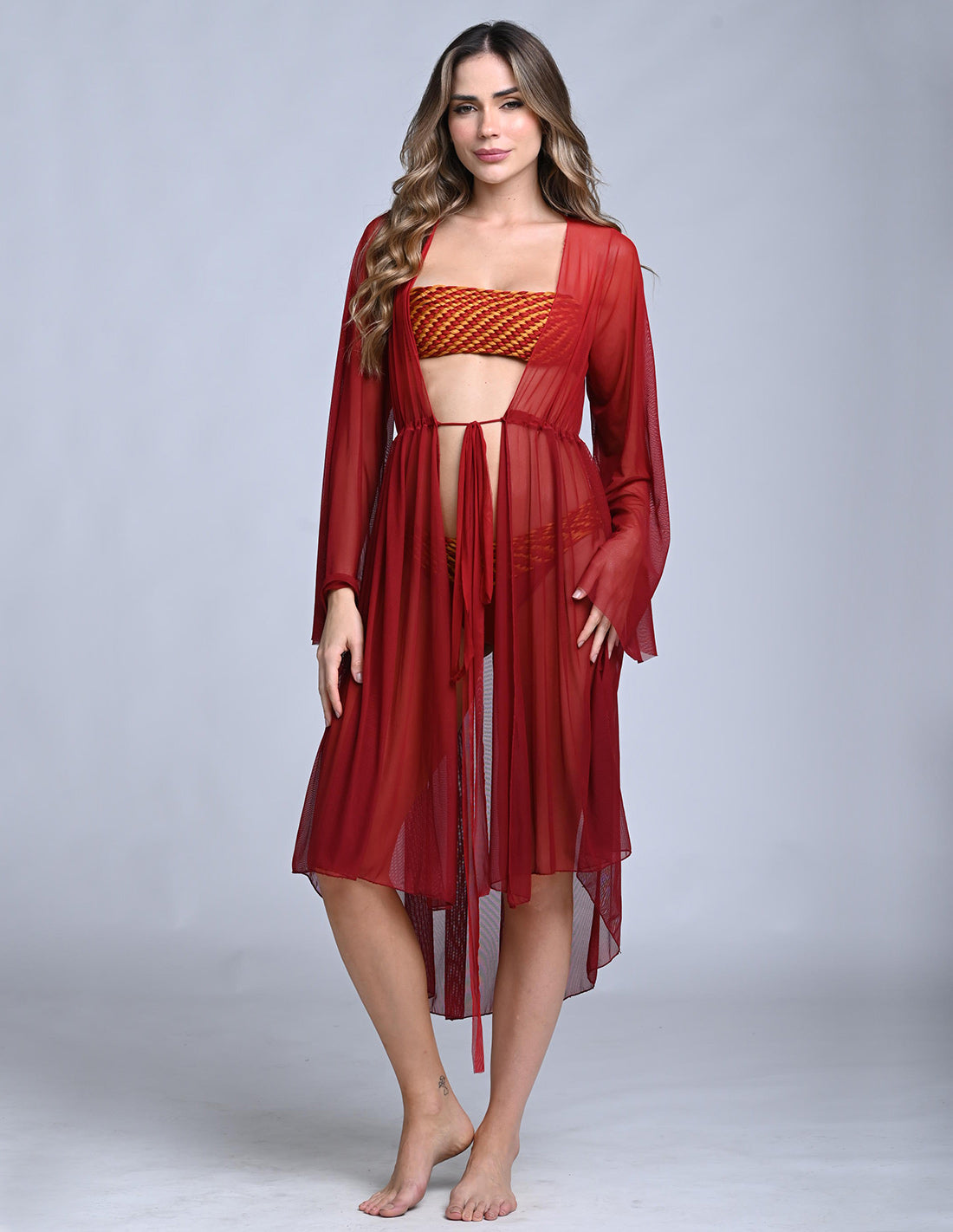 Eni Kimono Faded Wild Wine. Hand-Dyed Kimono In Faded Wild Wine