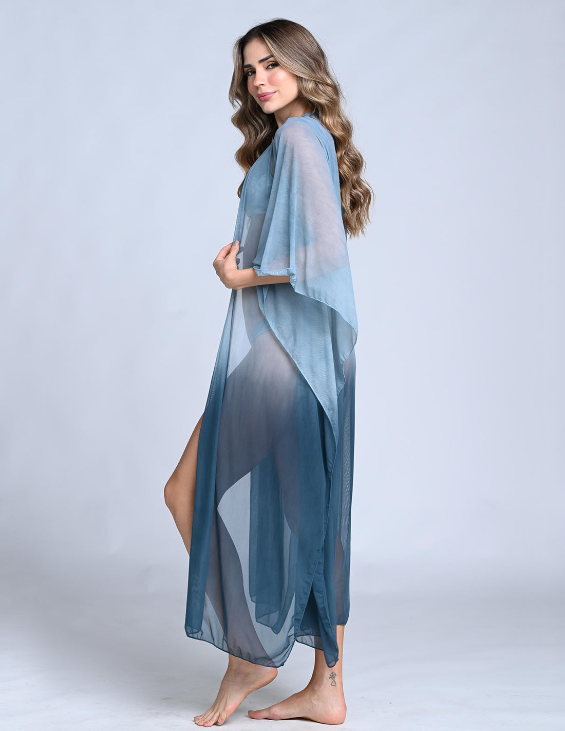 Fly Kimono Faded Dark Green. Hand-Dyed Kimono In Faded Dark Green