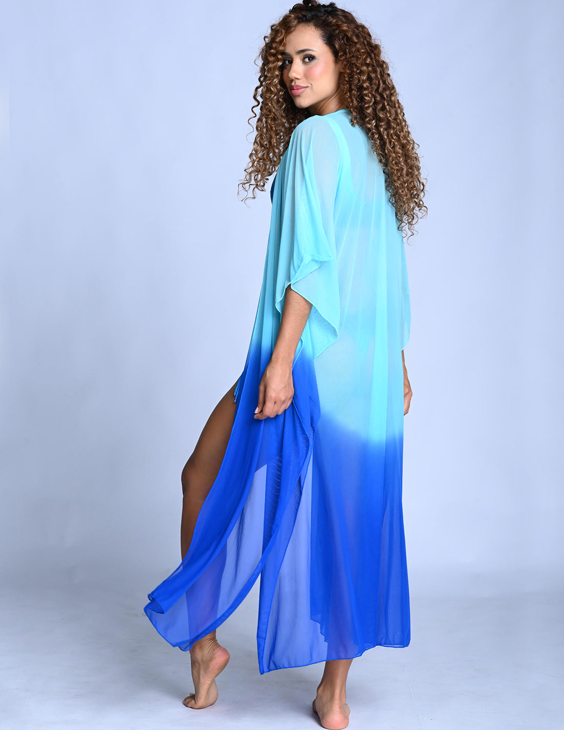 Fly Kimono Turquoise + King Blue. Hand-Dyed Kimono In Turquoise + King Blue