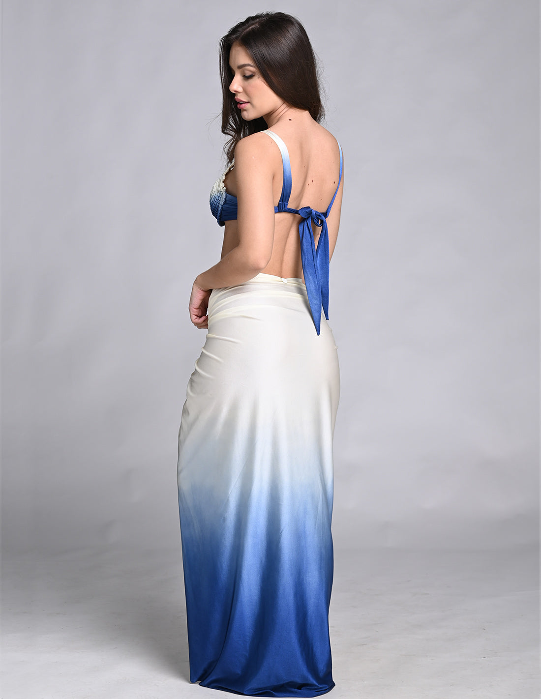Bay Skirt Ivory + Navy. Hand-Dyed Skirt In Ivory + Navy