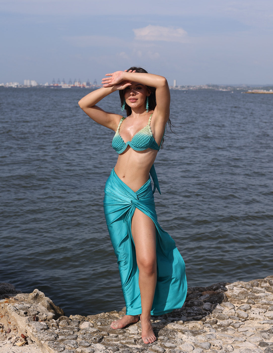 Bay Skirt Opal Green. Hand-Dyed Skirt In Opal Green