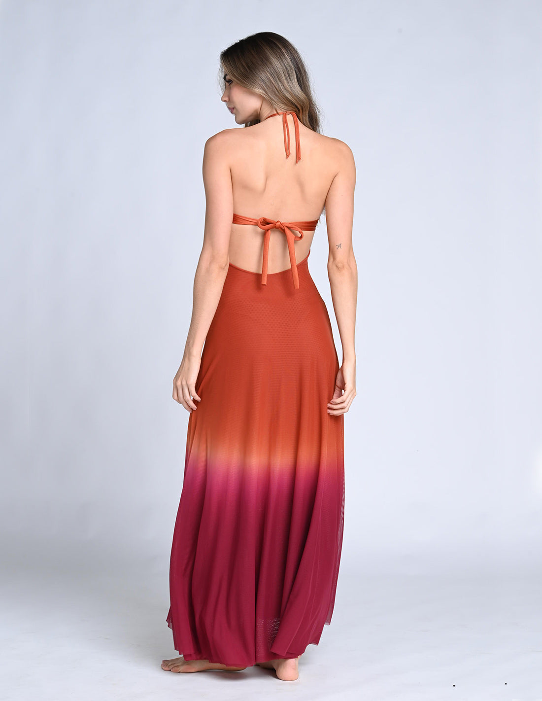 Sairi Skirt Burgundy + Ochre. Hand-Dyed Skirt In Burgundy + Ochre