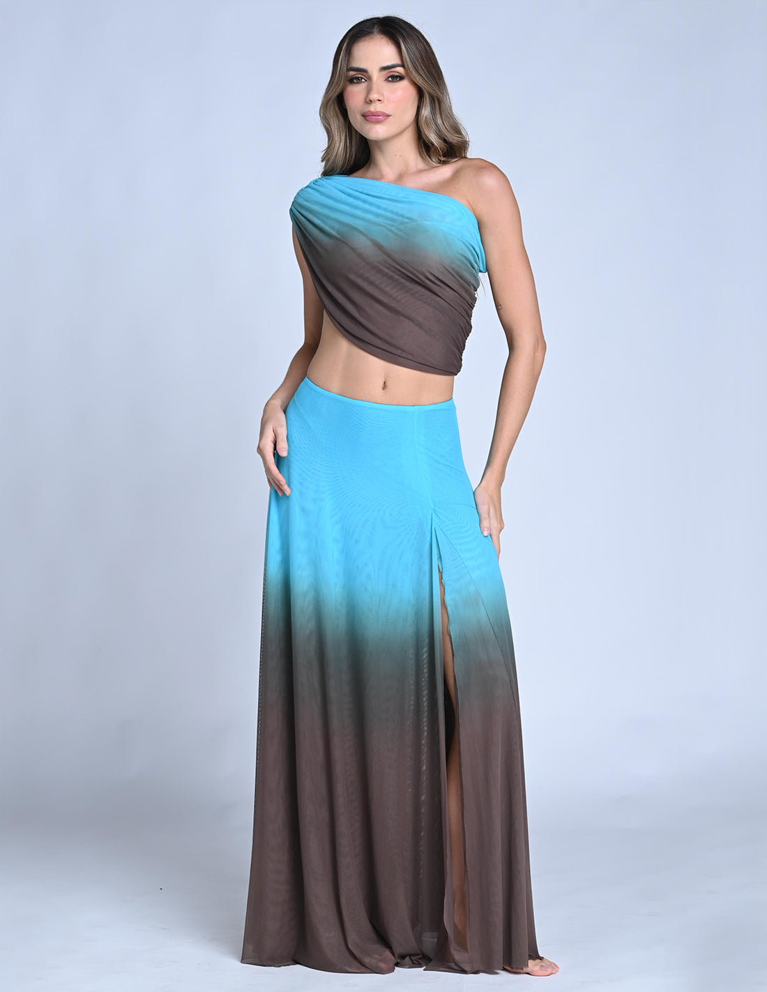Aum Skirt Turquoise + Brown. Hand-Dyed Skirt In Turquoise + Brown