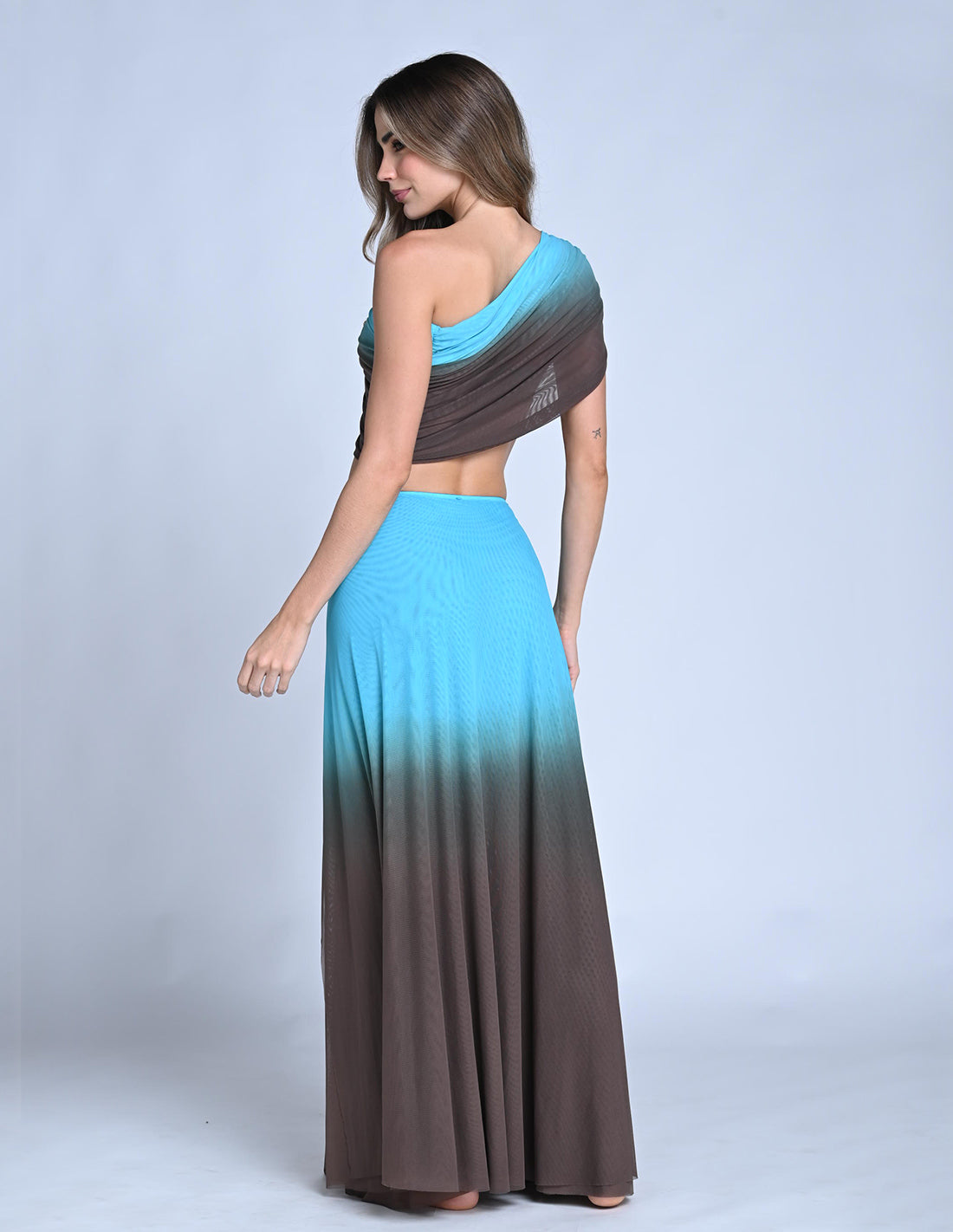 Aum Skirt Turquoise + Brown. Hand-Dyed Skirt In Turquoise + Brown
