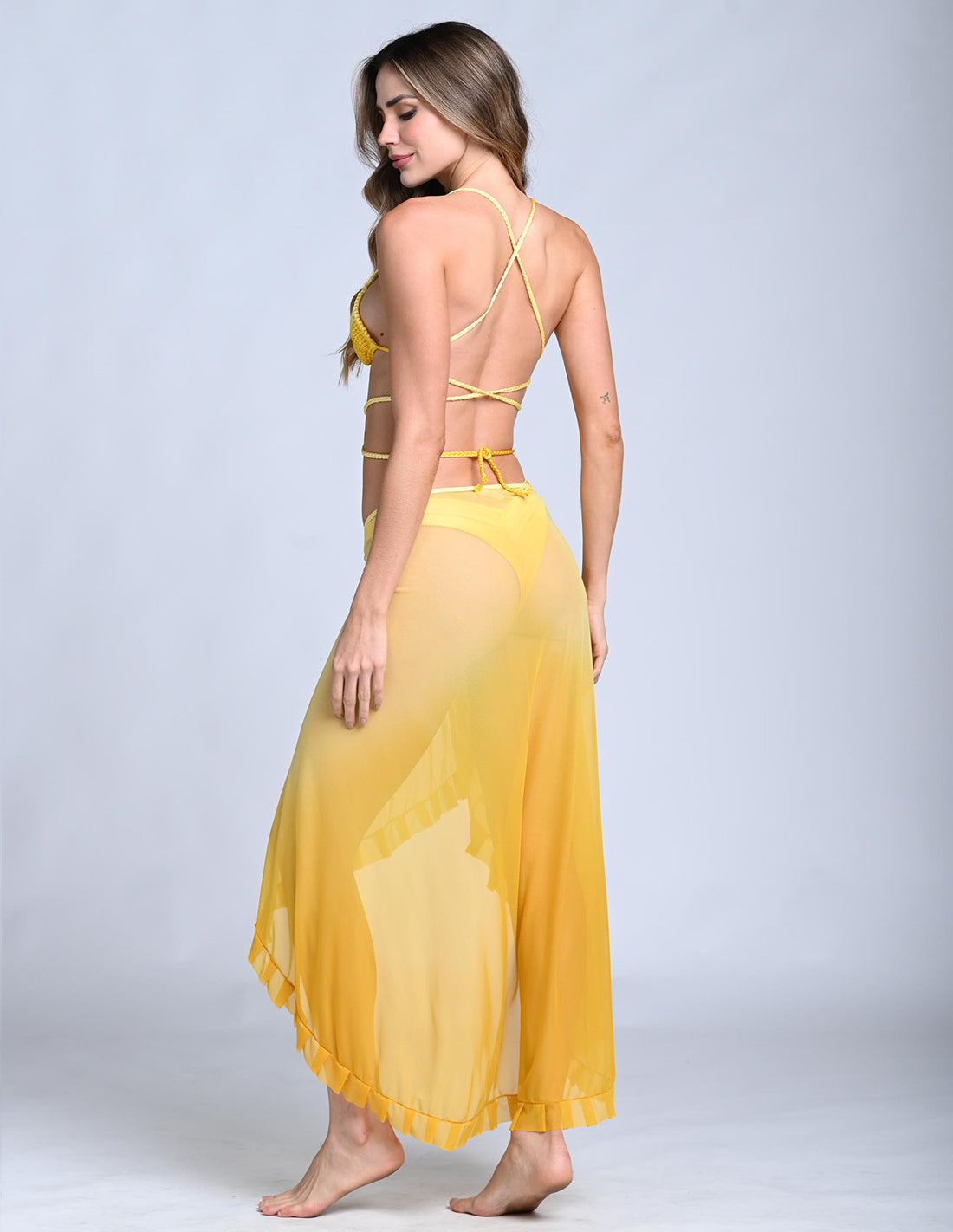 Calm Beach Wrap Faded Yellow. Hand-Dyed Beach Wrap Cover-Up In Faded Yellow