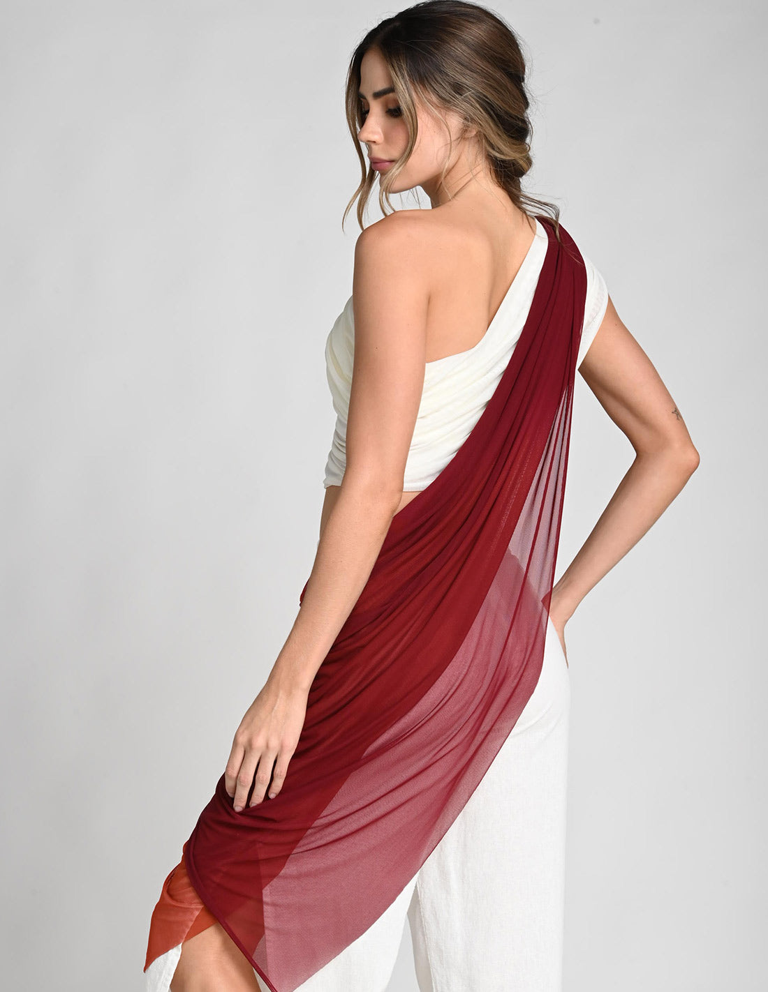 Prana Pashmina Burgundy + Ochre. Hand-Dyed Pashmina In Burgundy + Ochre