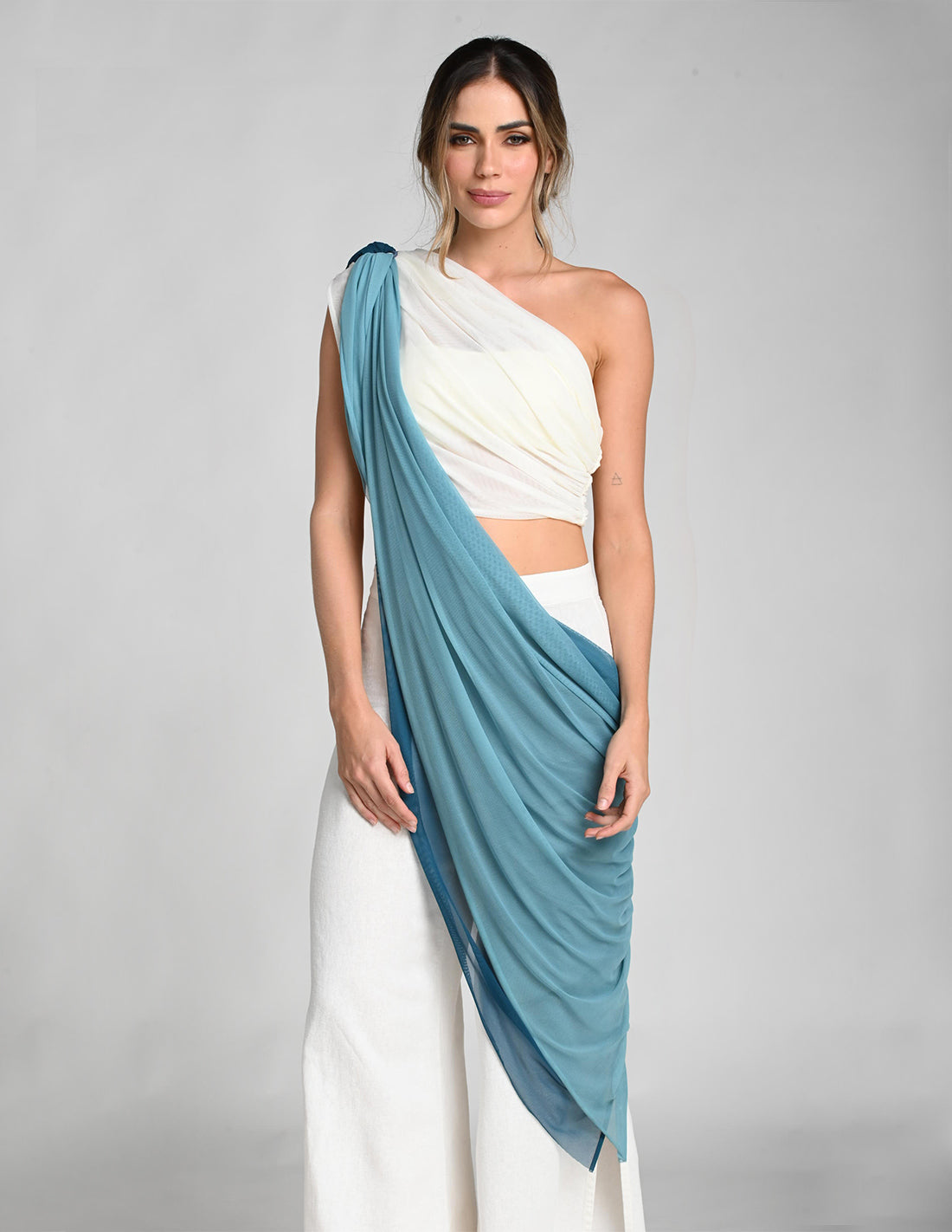 Prana Pashmina Faded Oil Blue. Hand-Dyed Pashmina In Faded Oil Blue