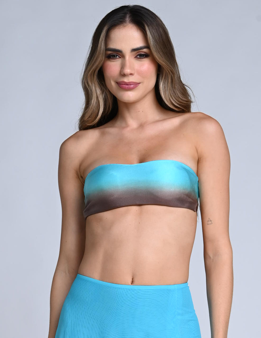 Isha Top Turquoise + Brown. Hand-Dyed Bikini Top In Turquoise + Brown