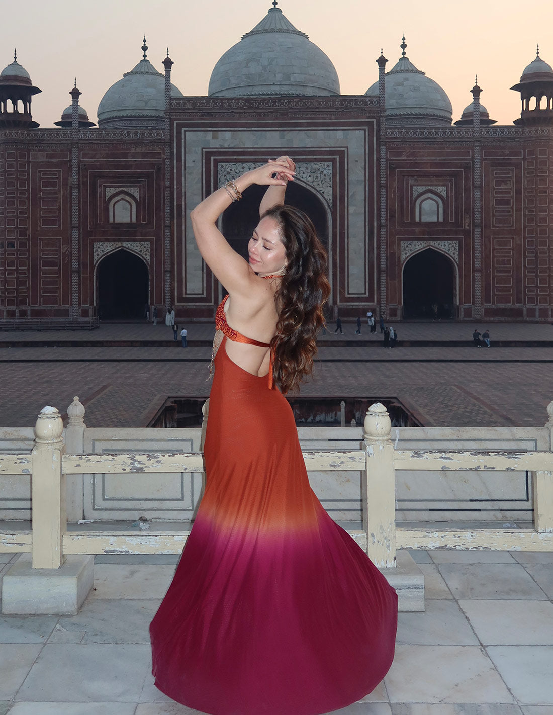 Sairi Skirt Burgundy + Ochre