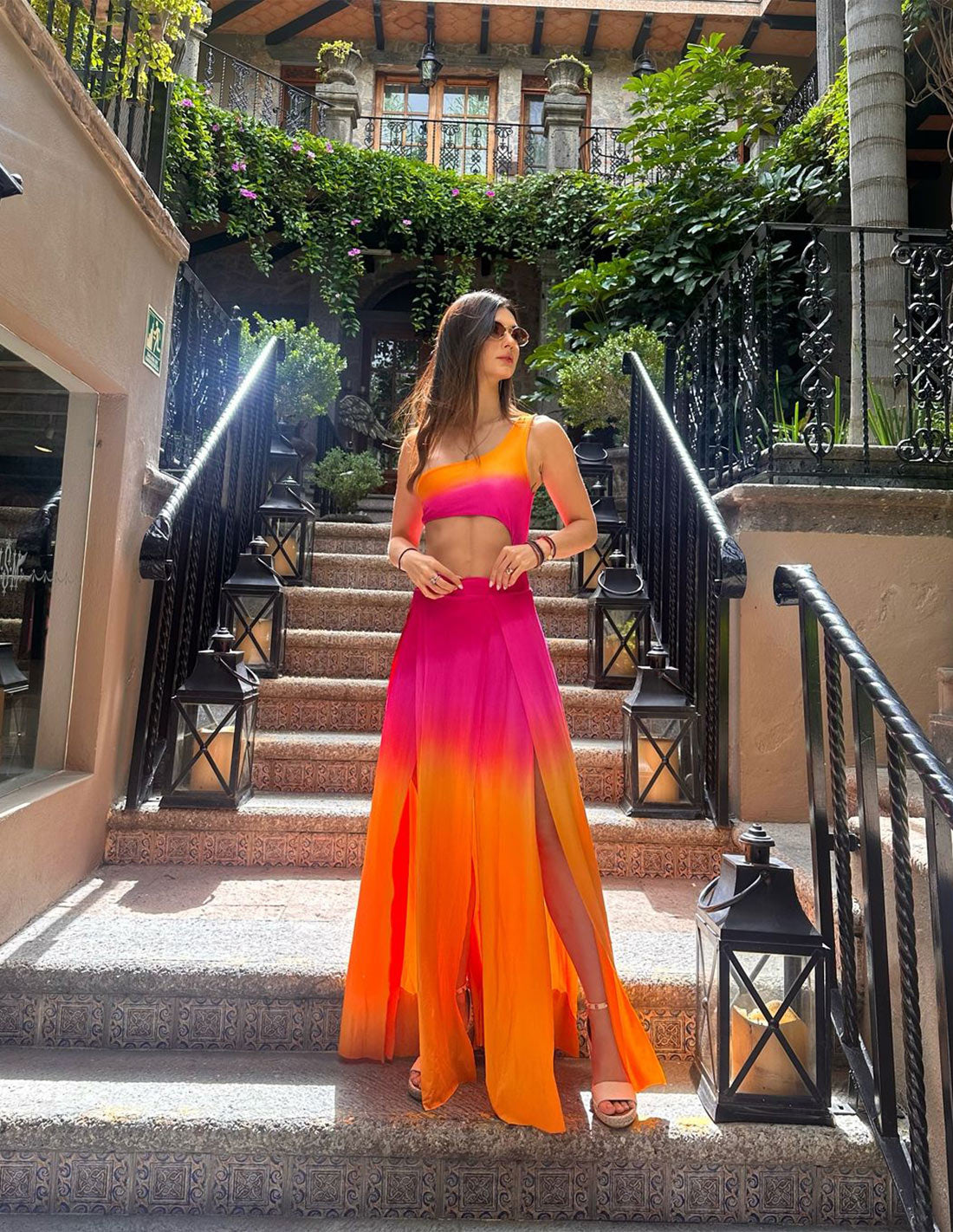 Stripe Skirt Orange + Fuchsia