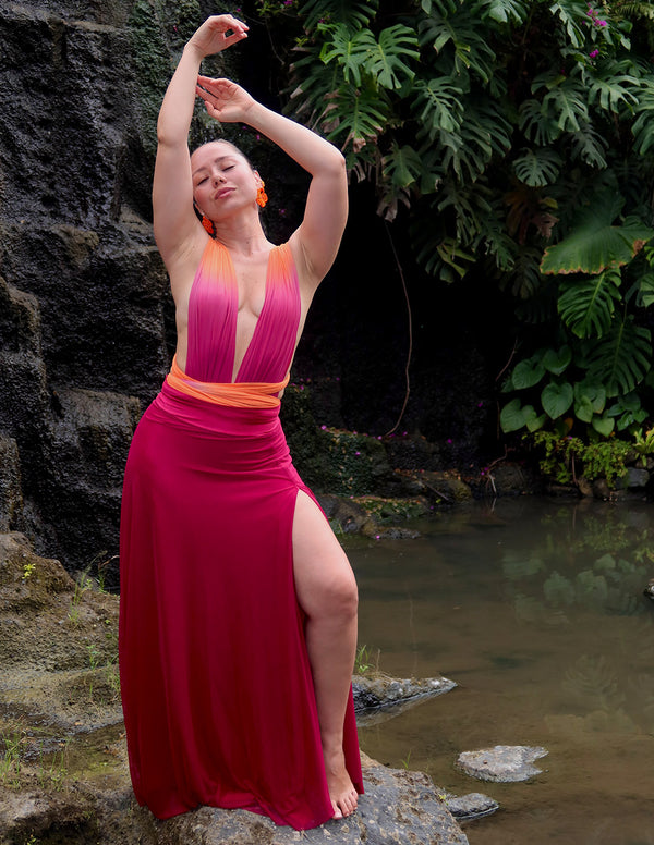 Outfit: Hydra One Piece & Fall Skirt Tangerine + Burgundy