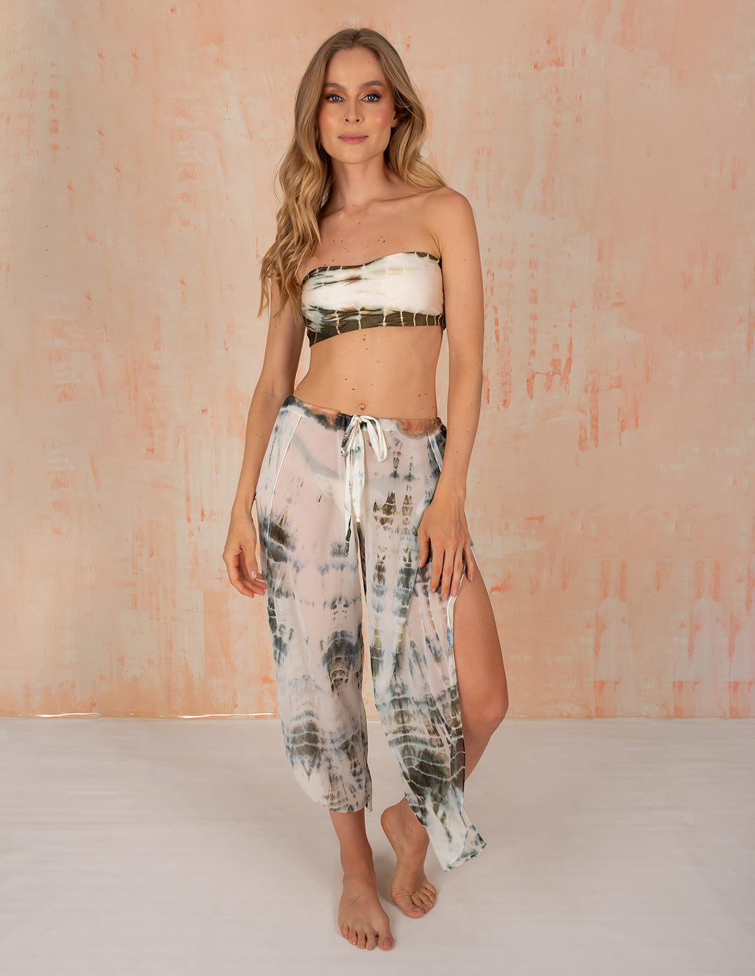 Dew Pants Dark Green + Pistacho + Ivory. Hand-Dyed Pants In Dark Green + Pistacho + Ivory. Entreaguas