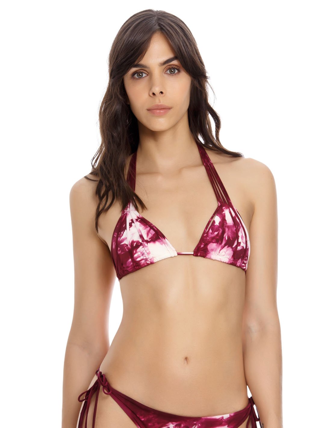 Water Top 2 Top. Hand-Dyed Triangular Bikini Top In Spotted Wild Wine. Entreaguas
