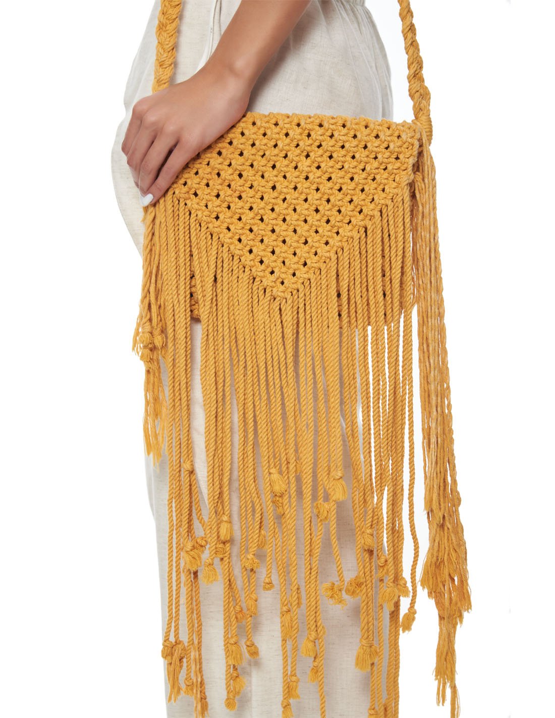 Masai Woven Bag Giraffe. Woven Bag With Hand Woven Macramé In Giraffe. Entreaguas