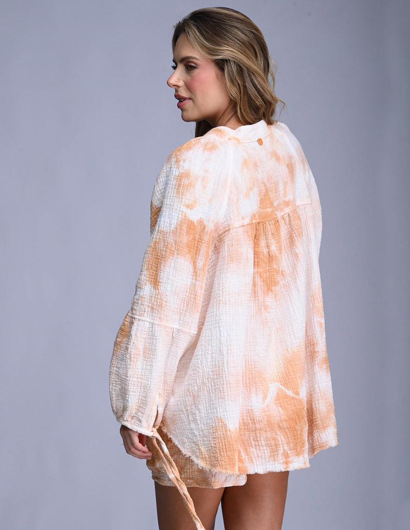 Anya Blouse Spotted Sand. Hand-Dyed Blouse In Spotted Sand