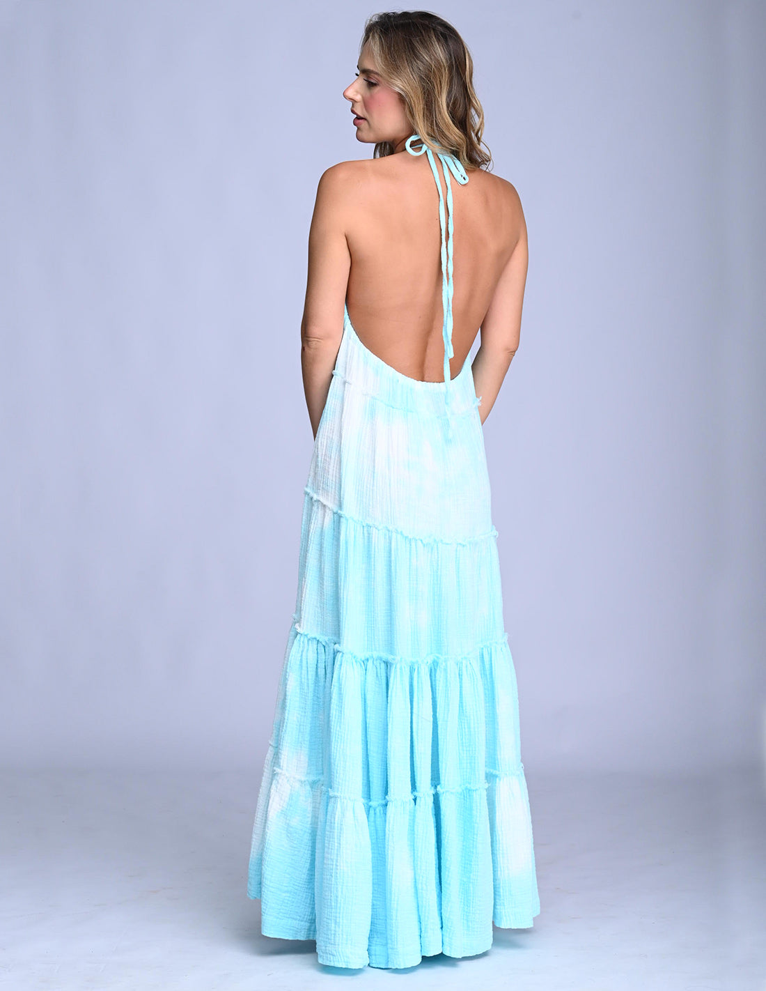 Solara Dress Spotted Turquoise. Hand-Dyed Dress In Spotted Turquoise