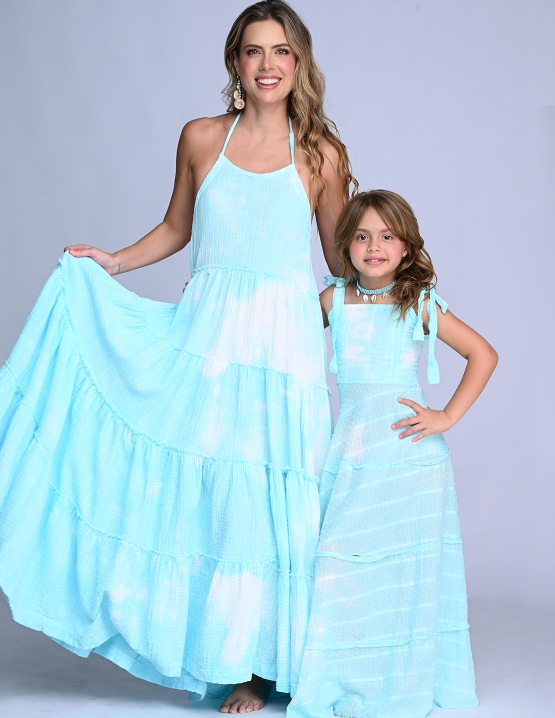 Solara Dress Spotted Turquoise. Hand-Dyed Dress In Spotted Turquoise