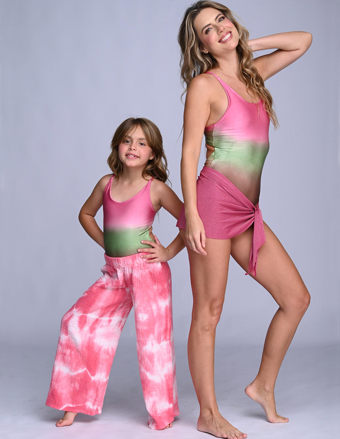 Sunreef One Piece Rose + Green + Brown. Hand-Dyed One Piece Swimsuit With Hand Woven Macramé In Rose + Green + Brown