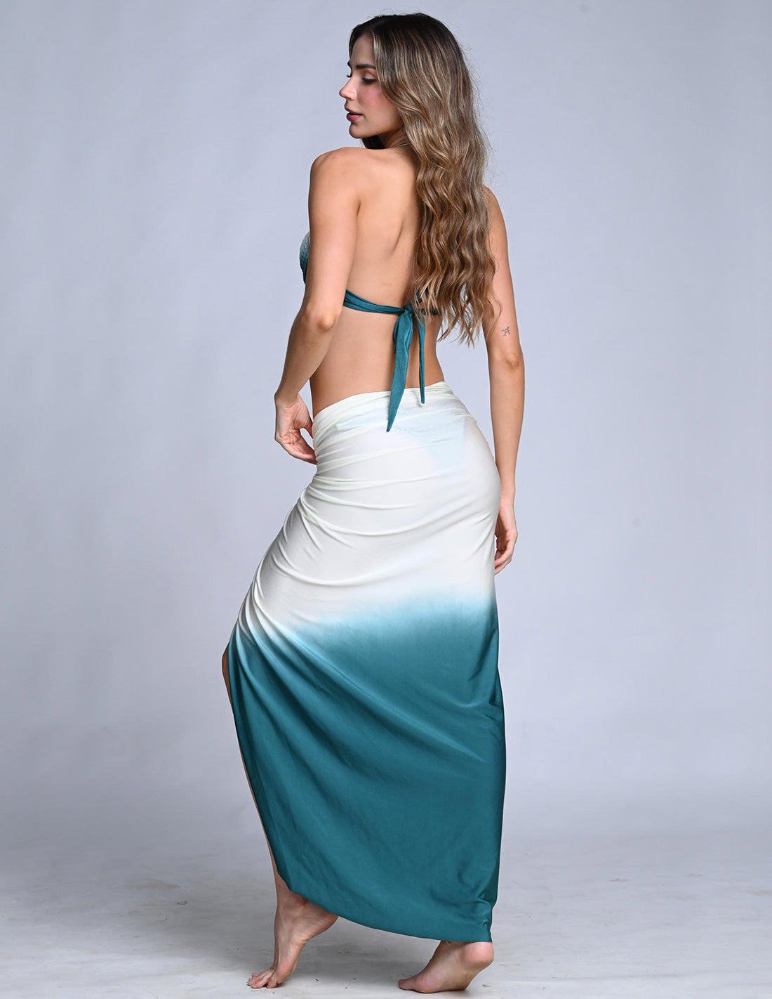 Bay Skirt Ivory + Boreal Green. Hand-Dyed Skirt In Ivory + Boreal Green