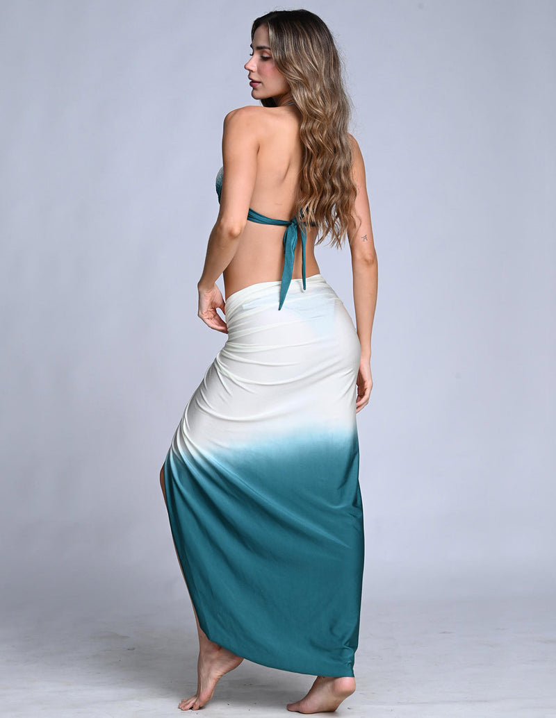 Bay Skirt Ivory + Boreal Green. Hand-Dyed Skirt In Ivory + Boreal Green