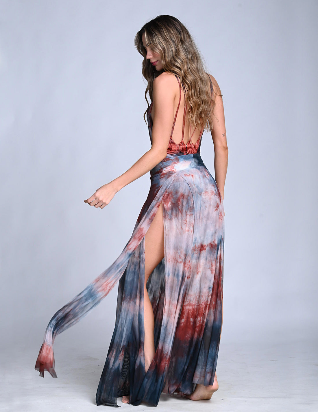 Woods Skirt Spotted Blue + Burlwood. Hand-Dyed Skirt In Spotted Blue + Burlwood