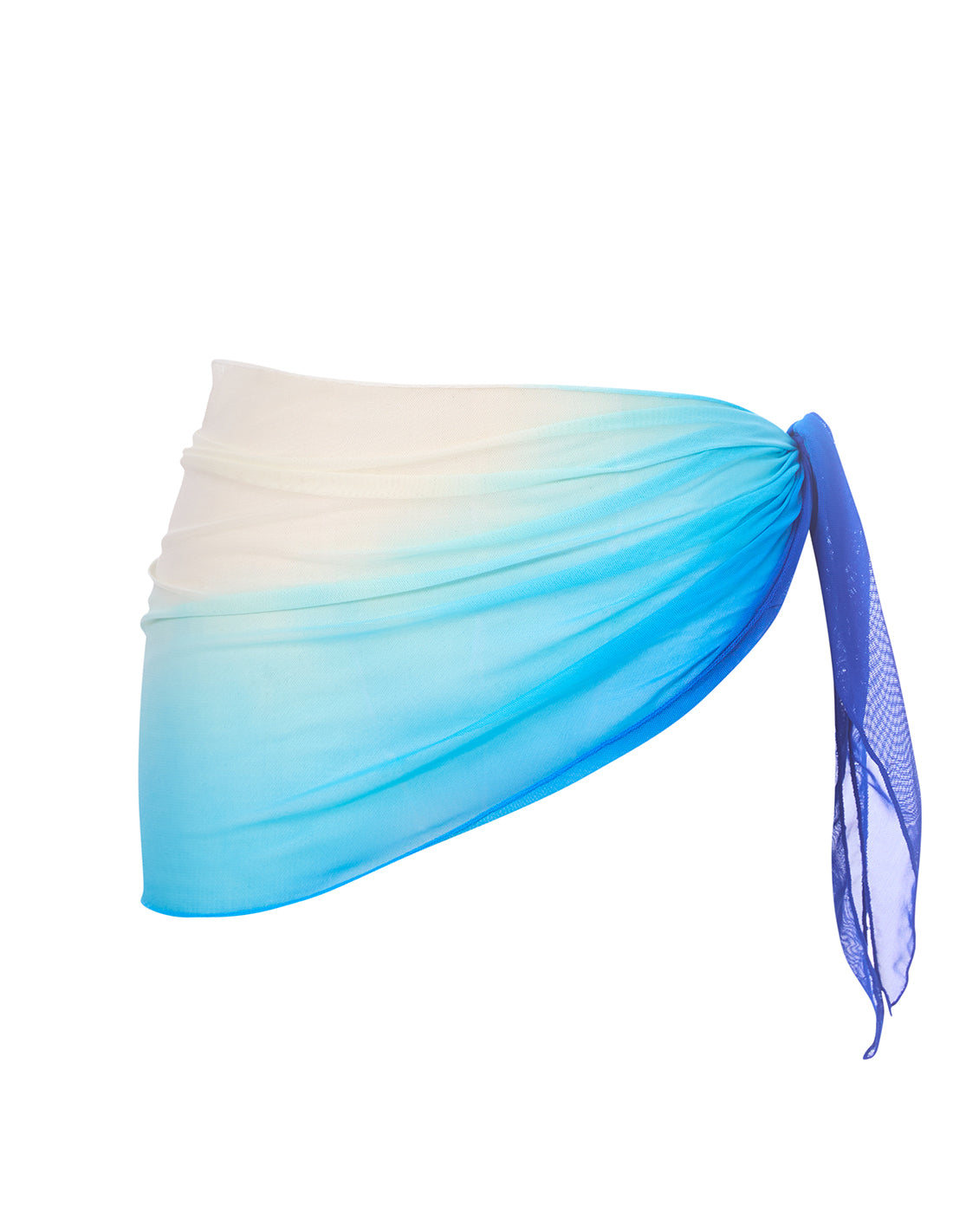 Loto Beach Wrap Ivory + Turquoise + King Blue. Hand-Dyed Beach Wrap Cover-Up In Ivory + Turquoise + King Blue