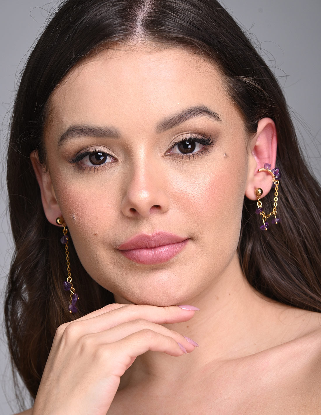Dara Earring Amethyst + Purple. Earring In Amethyst + Purple