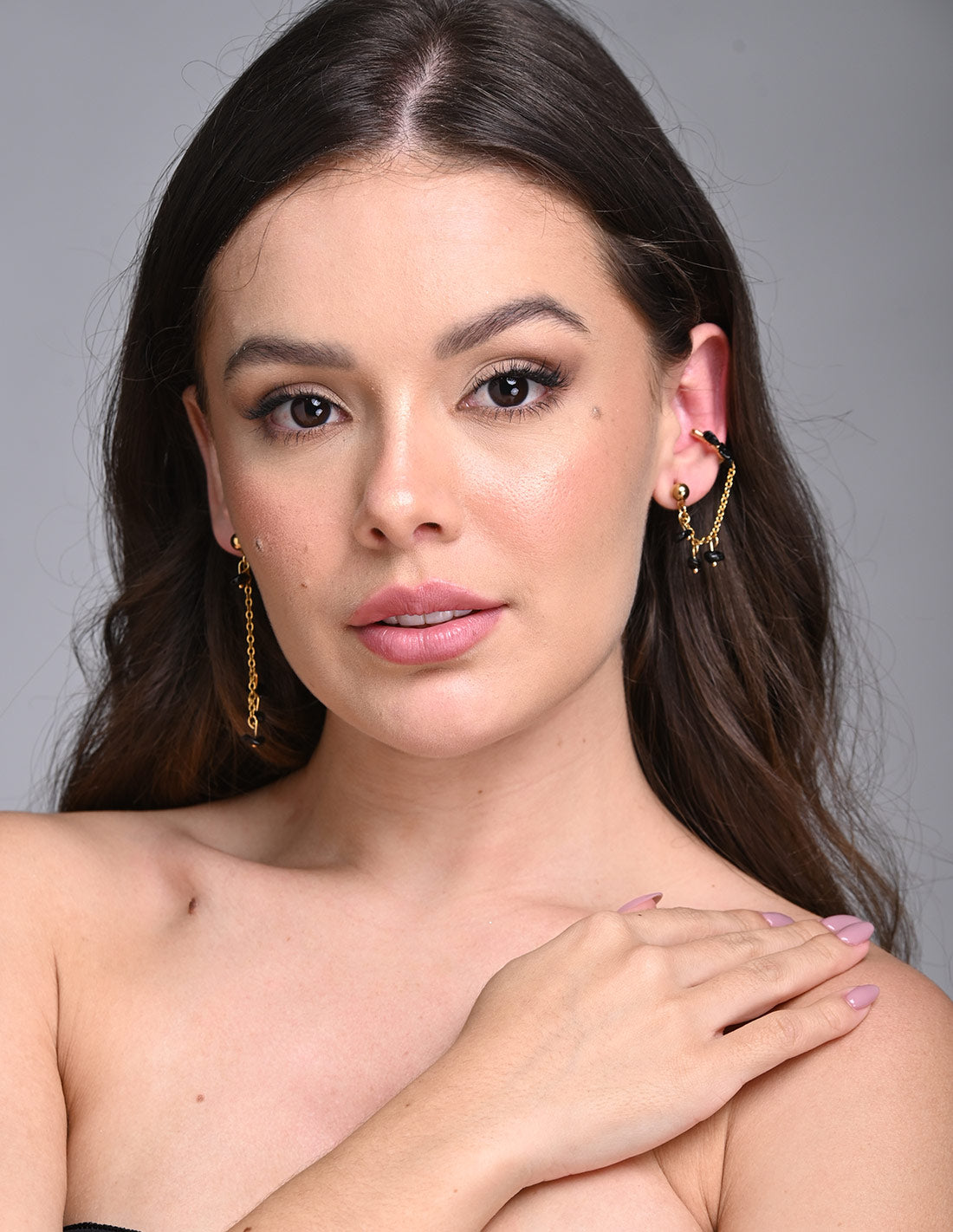 Dara Earring Agate + Black. Earring In Agate + Black