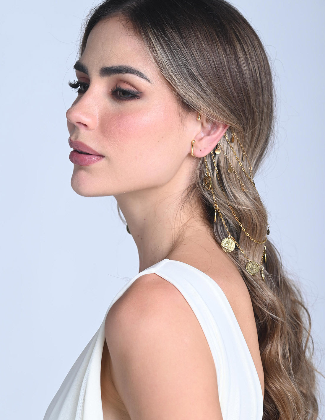 Devi Ear Chain Golden. Ear Chain In Golden