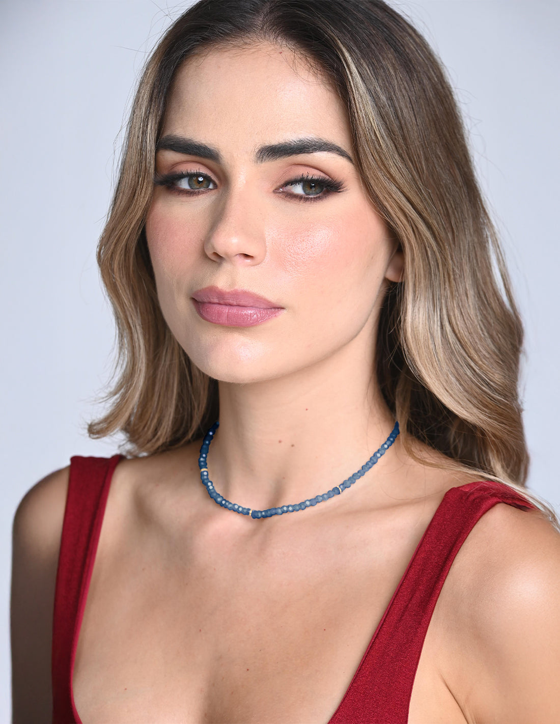 Kiran Choker Oil Blue. Choker In Oil Blue