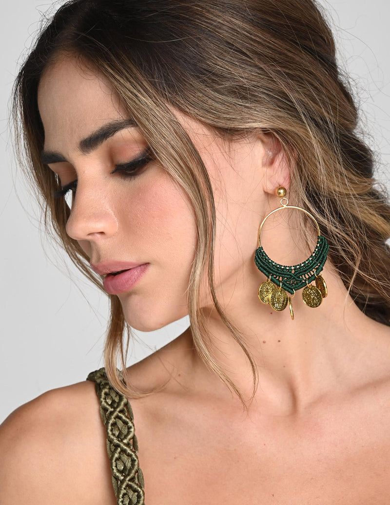 Asha Earring Oil Green. Earring In Oil Green