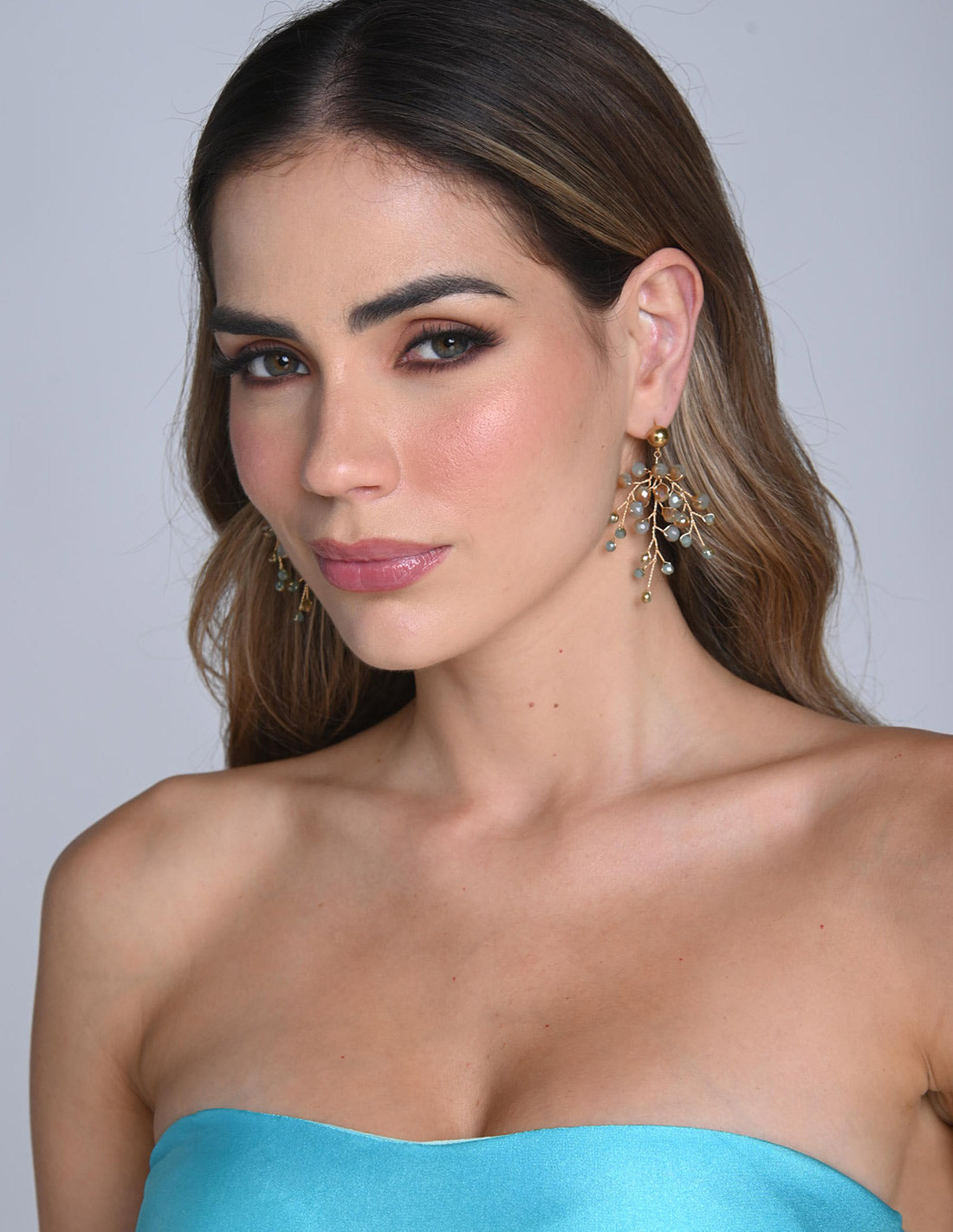 Elara Earring Mint Green + Ochre. Earring In Mint Green + Ochre