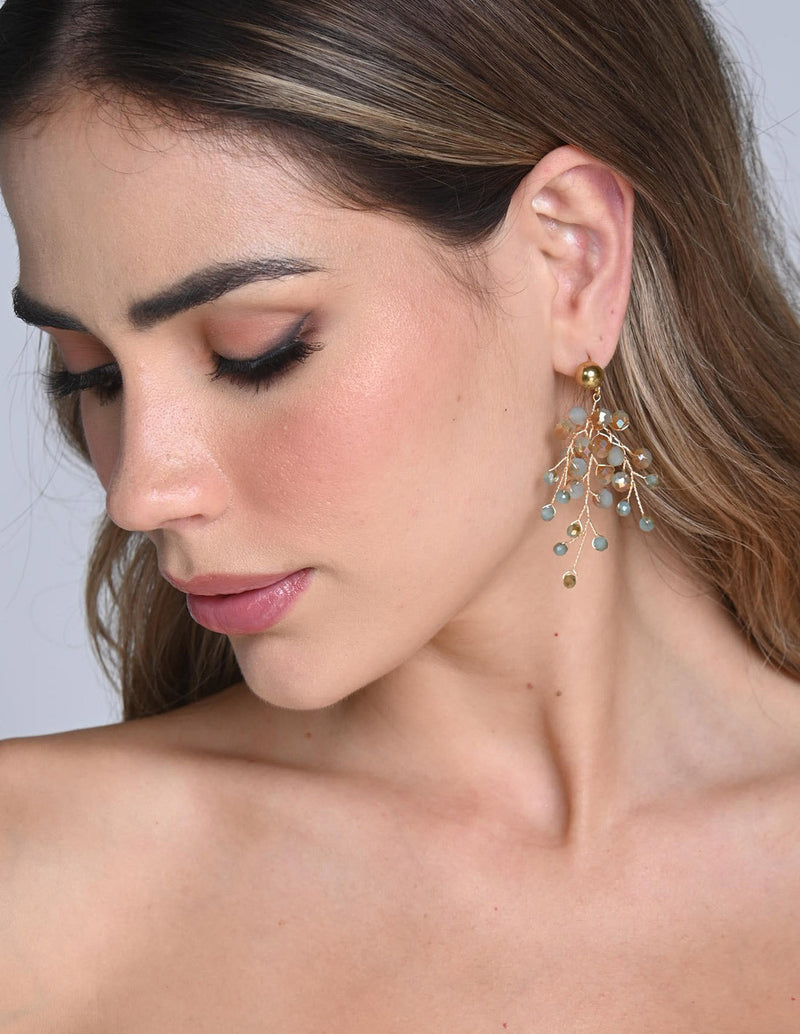 Elara Earring Mint Green + Ochre. Earring In Mint Green + Ochre