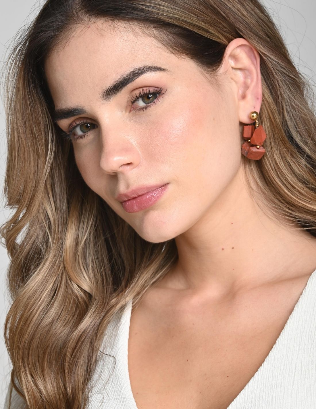 Isara Earring Red Jasper + Ochre. Earring In Red Jasper + Ochre