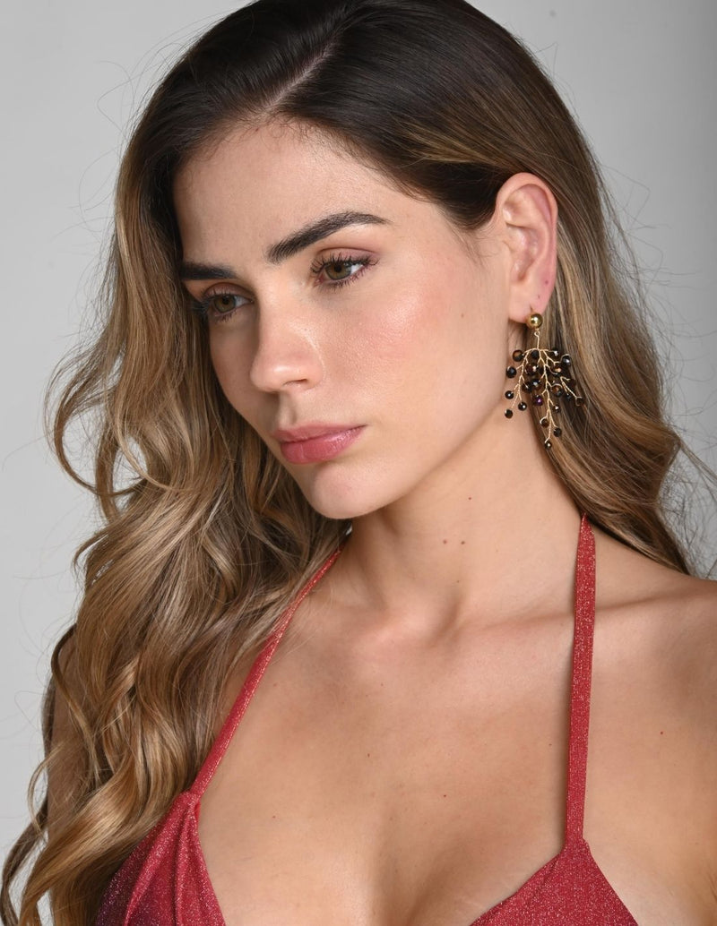 Elara Earring Purple + Black. Earring In Purple + Black