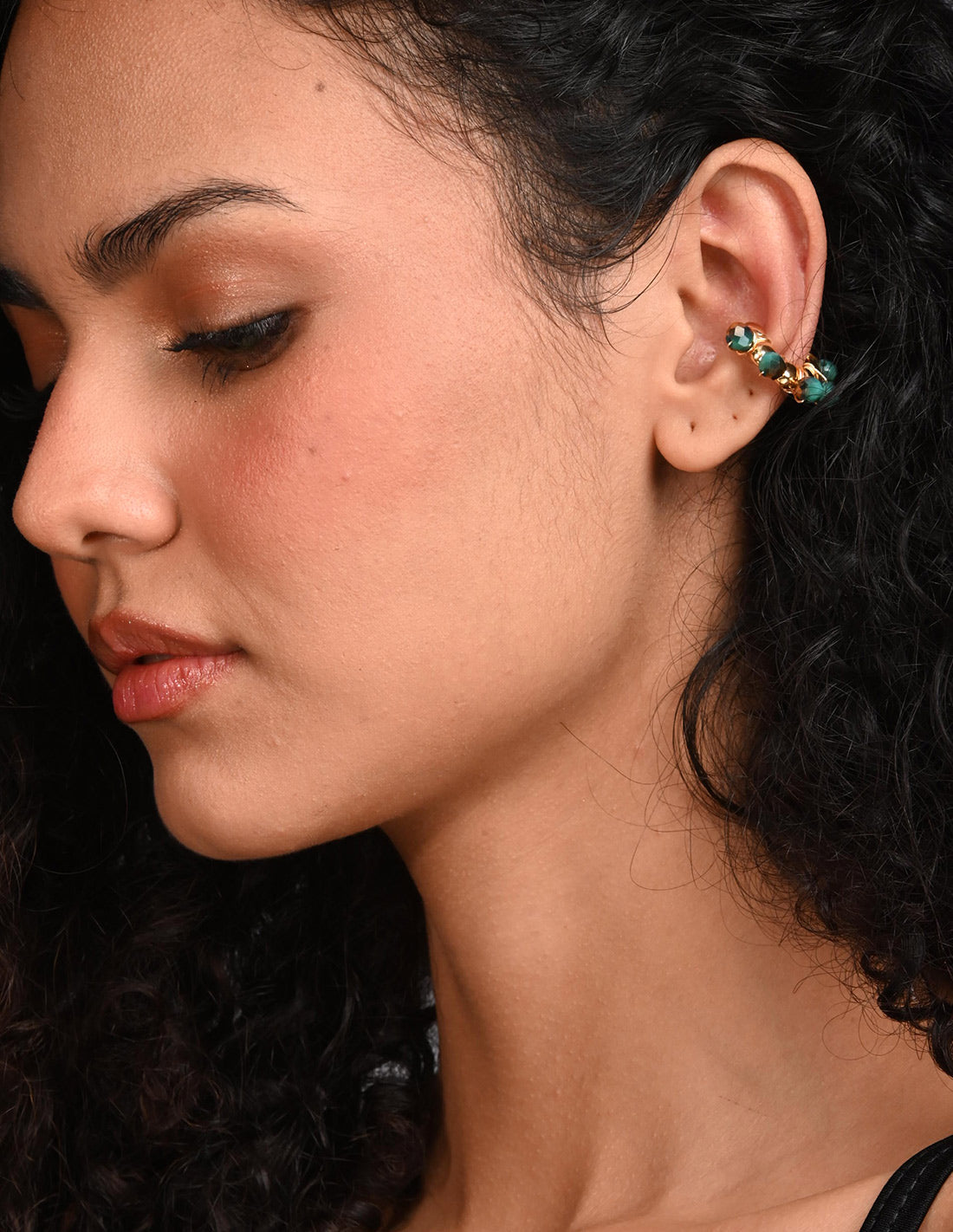 Coil Murano Ear Cuff Mint Green + Golden. Ear Cuff In Mint Green + Golden