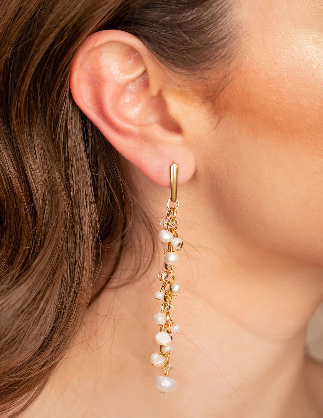 Angelical Earring Golden Pearl - Earring - Entreaguas Wearable Art