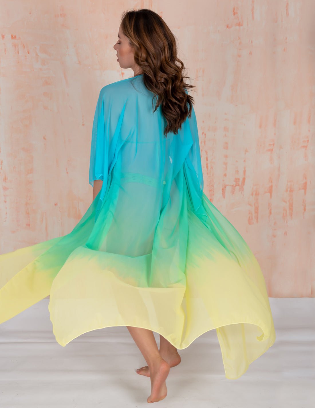 Fly Kimono Sky Blue + Green + Yellow - Kimono - Entreaguas Wearable Art
