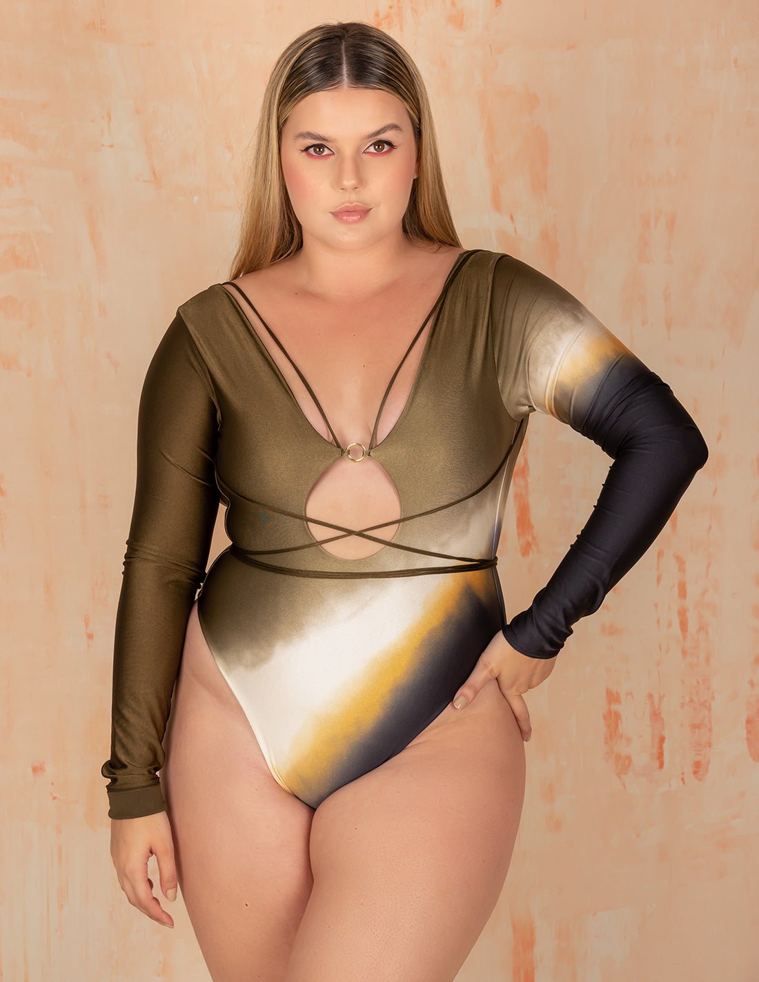 Glacier One-Piece Faded Green + Gold Yellow + Black - One-Piece - Entreaguas Wearable Art