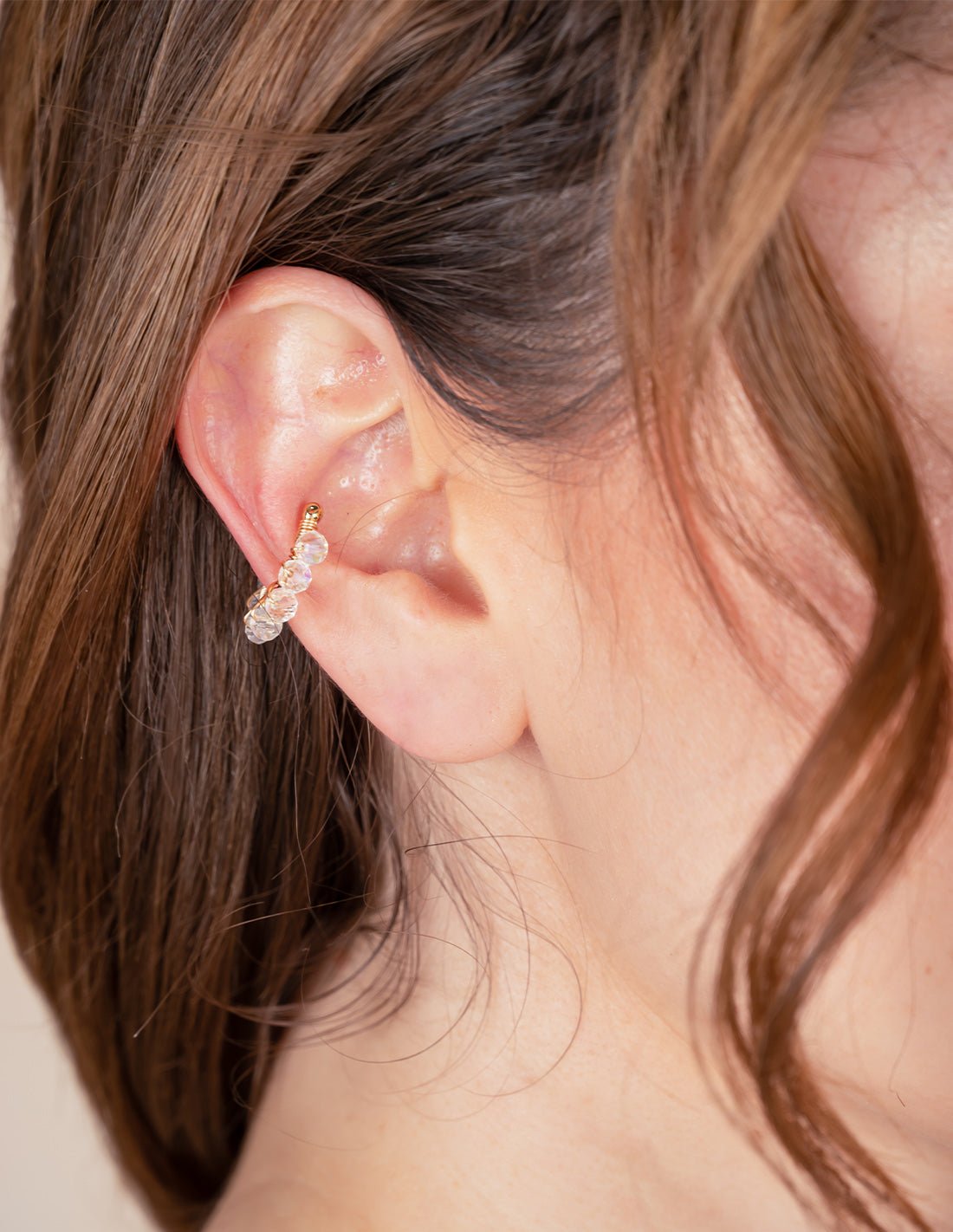 Ice Murano Ear Cuff Crystal - Ear Cuff - Entreaguas Wearable Art