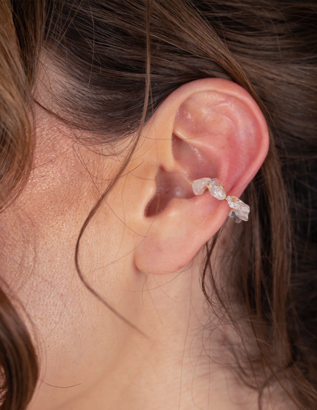 Ice Quartz Ear Cuff Crystal - Ear Cuff - Entreaguas Wearable Art