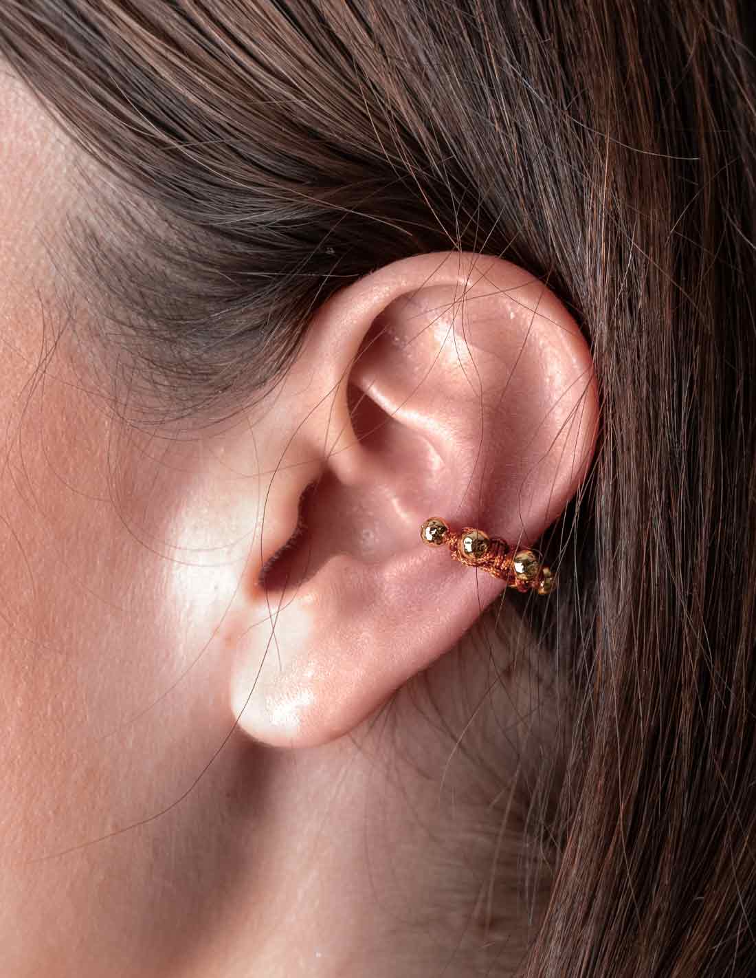 Luna Lunera Ear Cuff Brown - Ear Cuff - Entreaguas Wearable Art